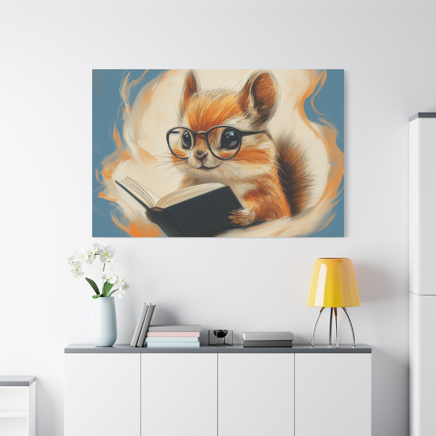 Whimsical Chipmunk Reading A Book - Canvas
