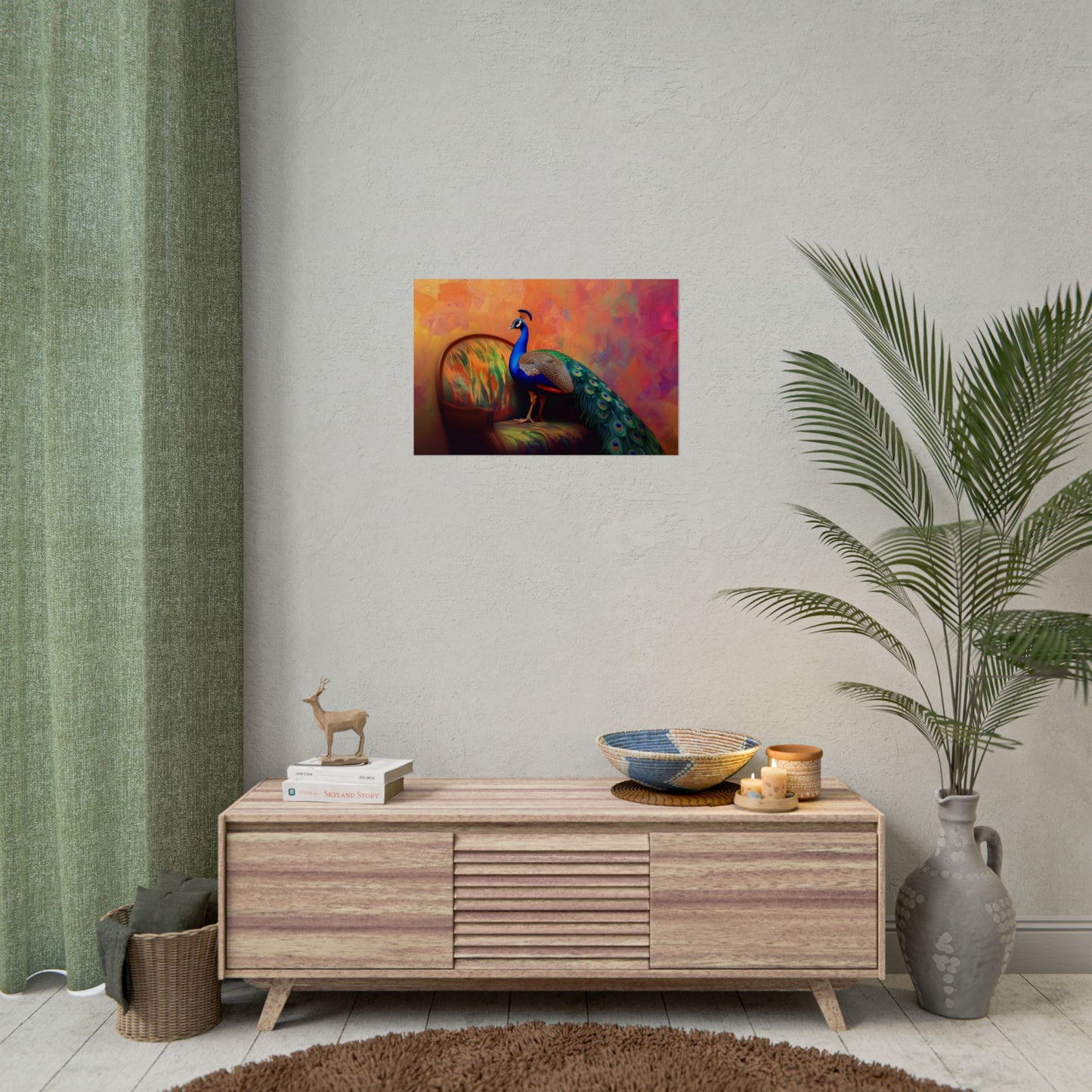 Peacock On A Fancy Chair - Premium Art Print