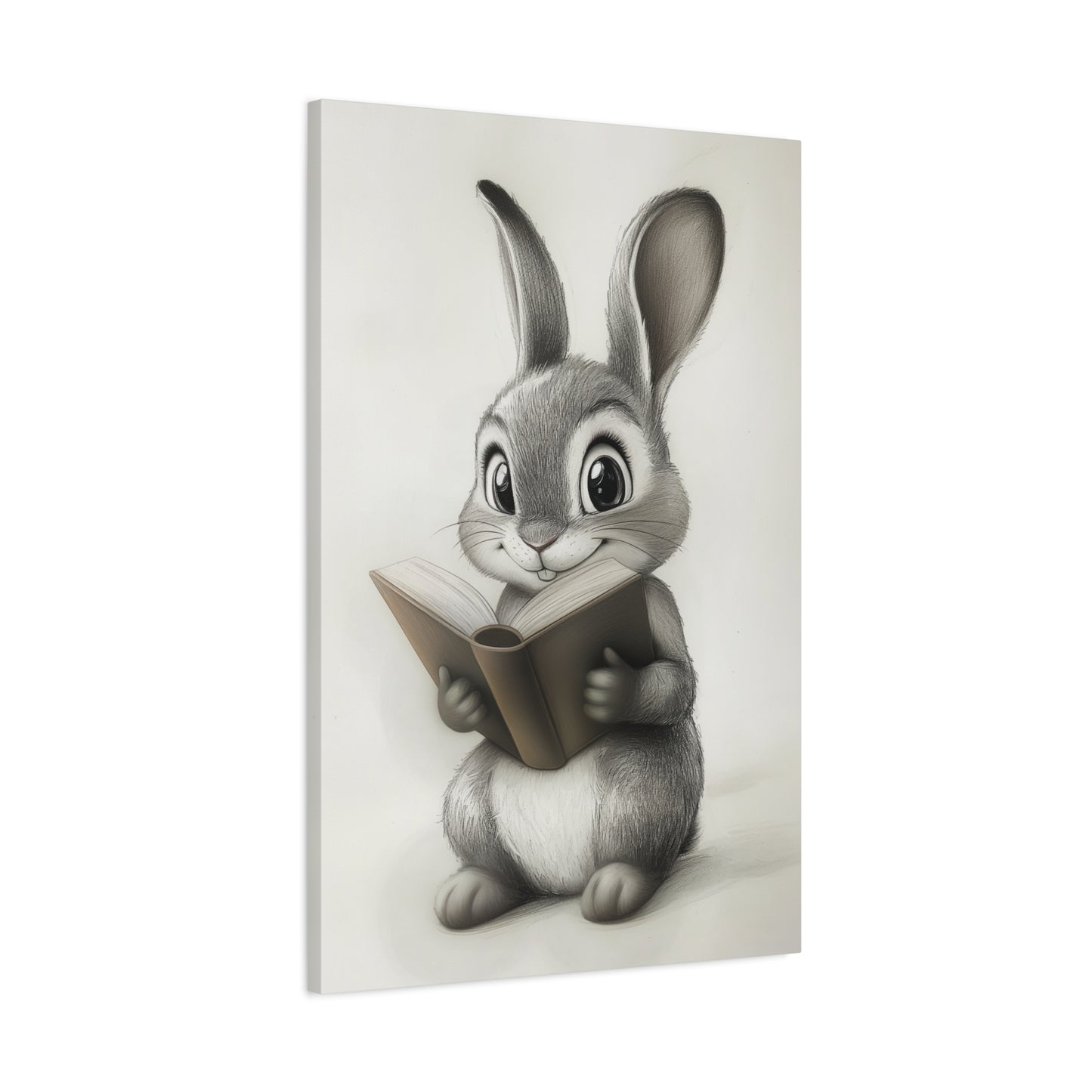 Adorable Rabbit Reading A Book - Canvas