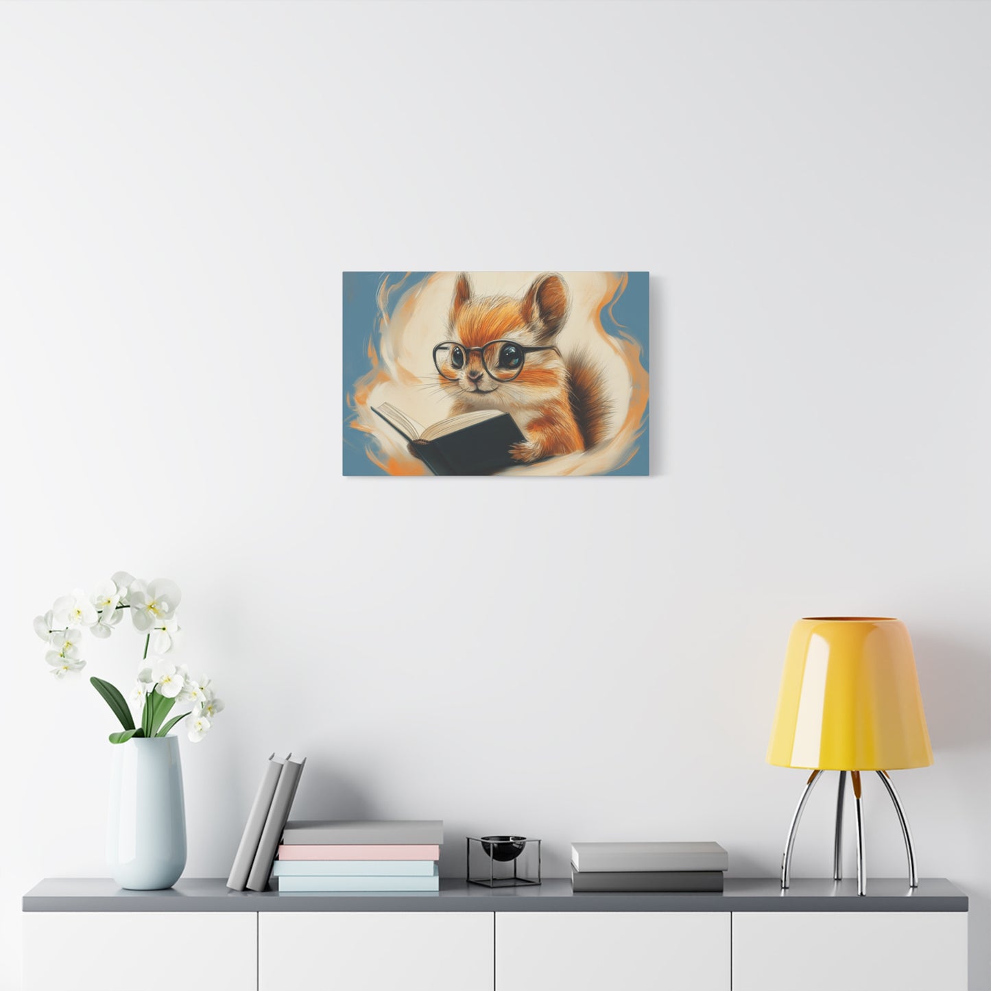 Whimsical Chipmunk Reading A Book - Canvas