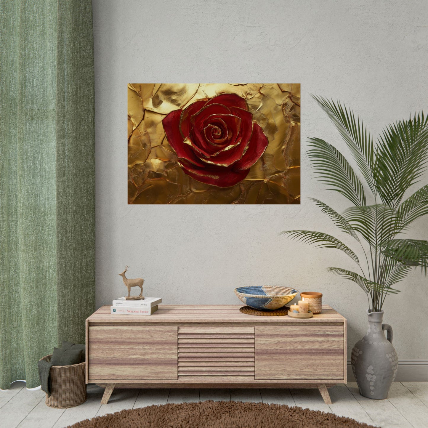 Gold Leaf Elegant Rose - Premium Art Print