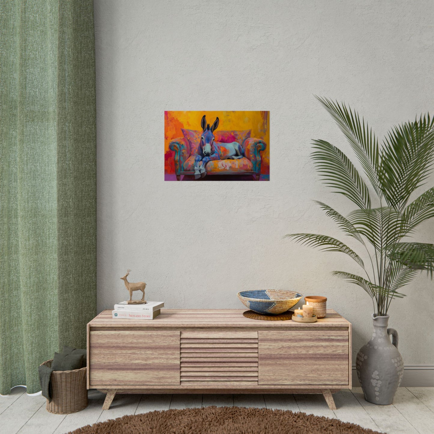 Regal Donkey Relaxing On A Couch - Premium Art Print