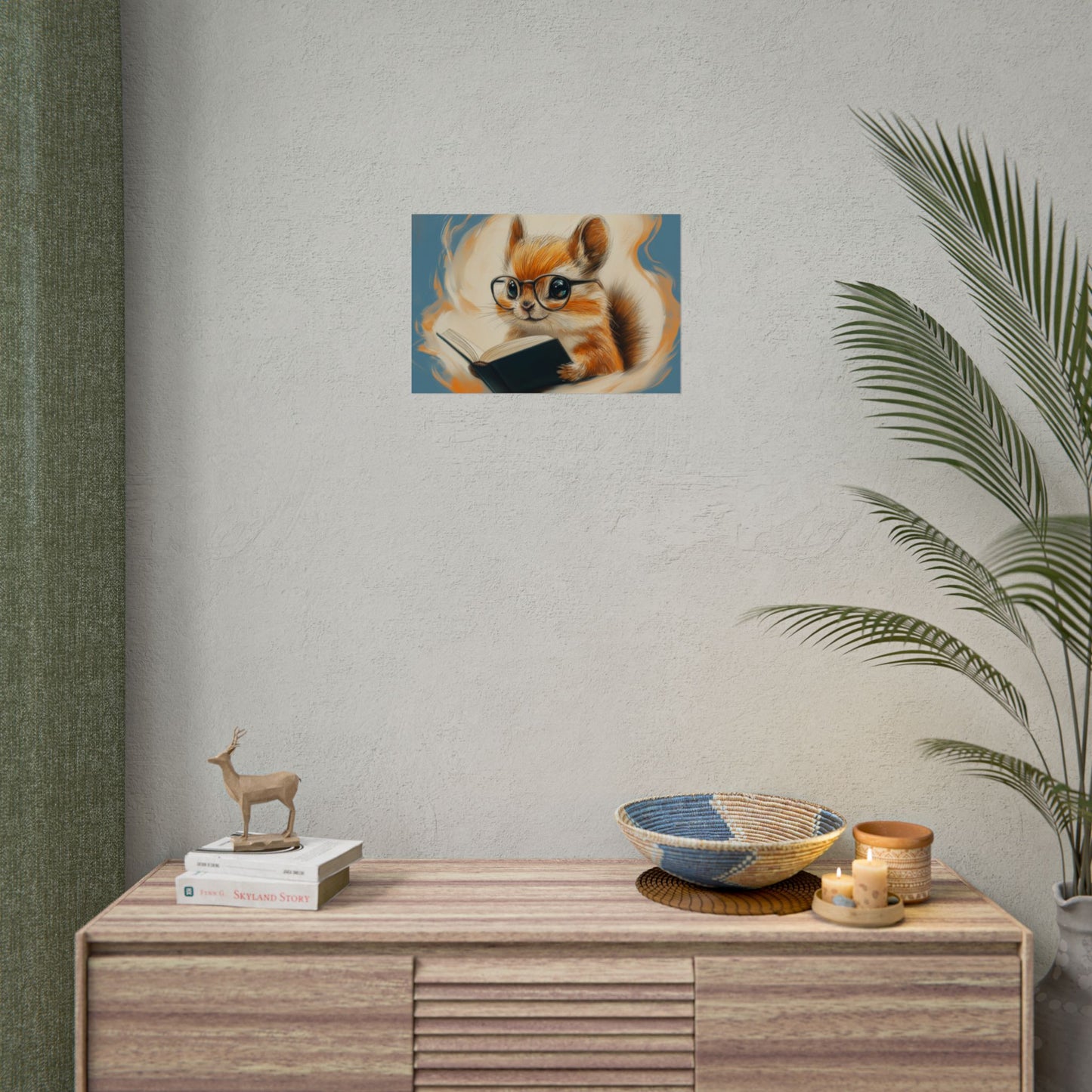 Whimsical Chipmunk Reading A Book - Premium Art Print