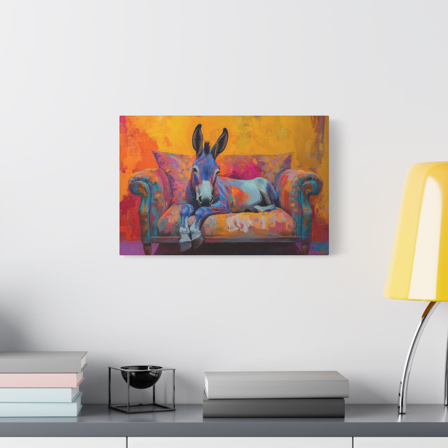 Regal Donkey Relaxing On A Couch - Canvas