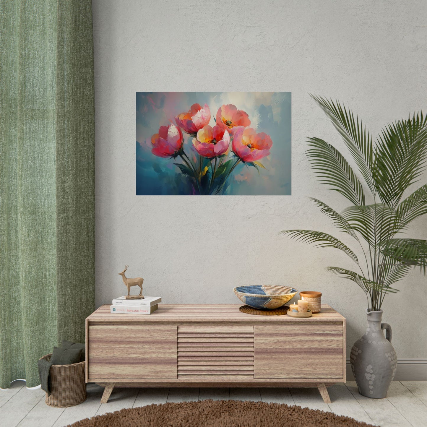 Pink Abstract Flowers - Premium Art Print
