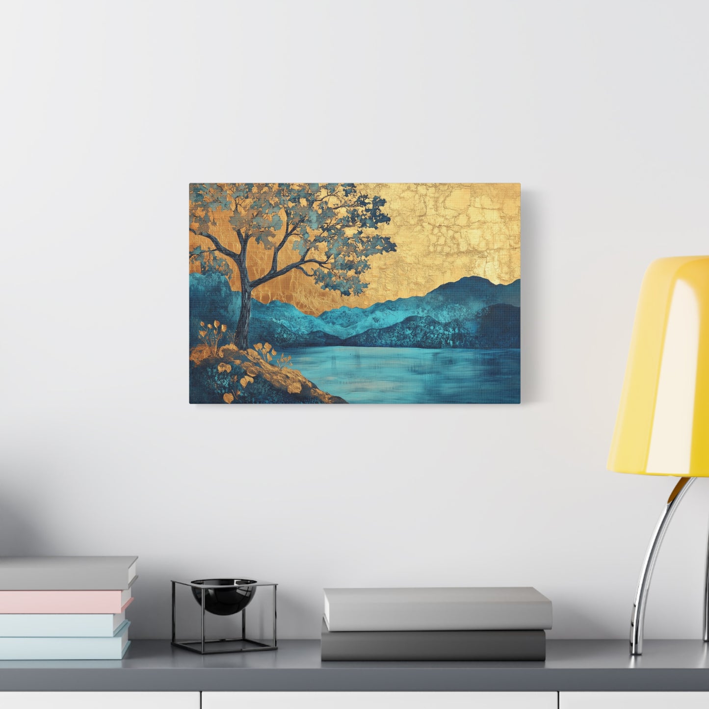 Gold Leaf Blue Gold Landscape - Canvas