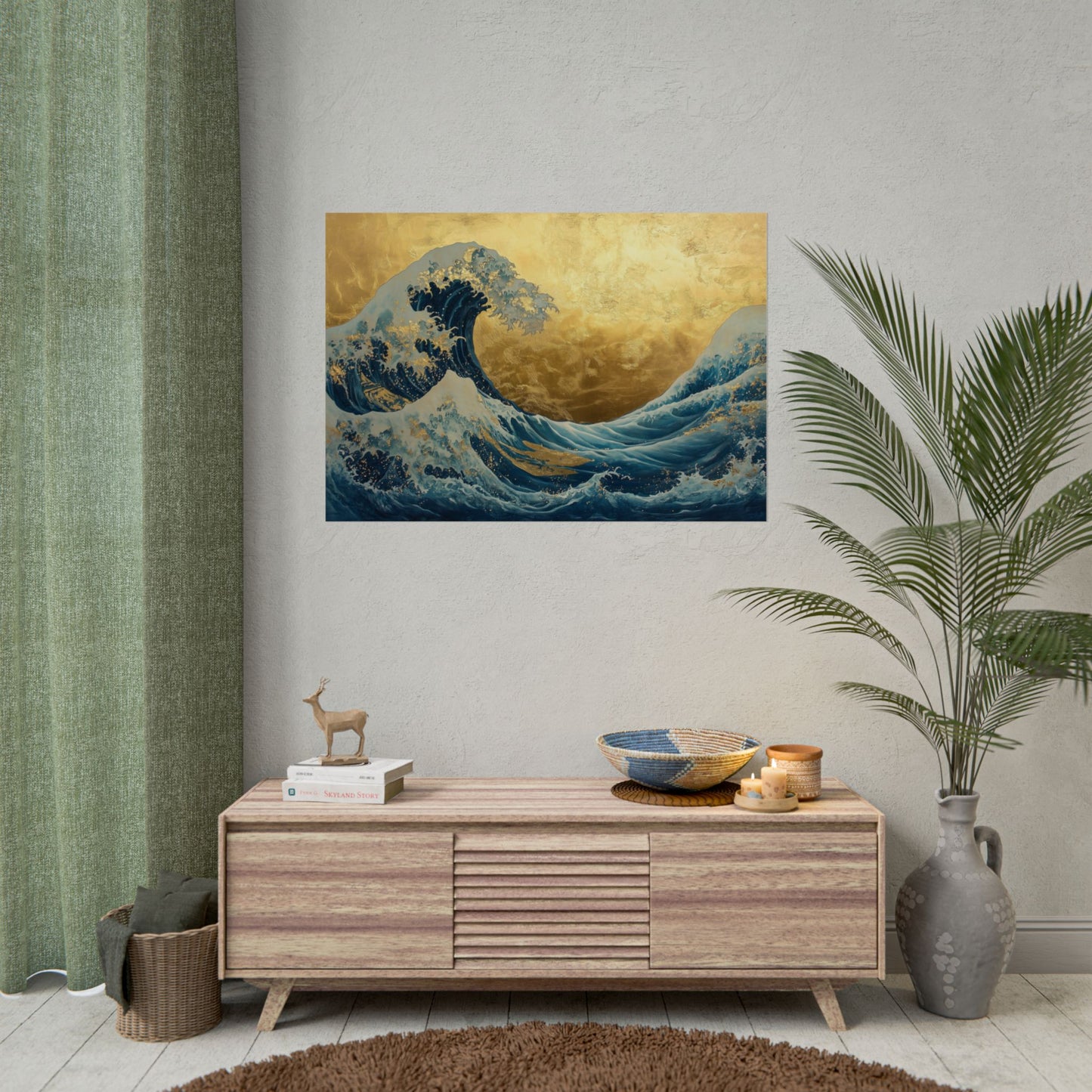 Gold Leaf Ocean Waves - Premium Art Print