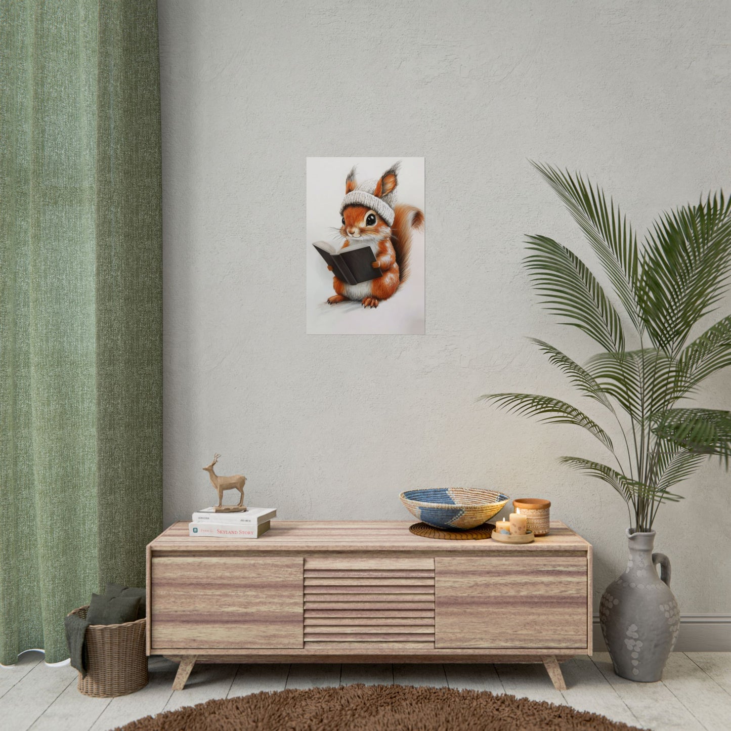 Intelligent Squirrel Reading A Book - Premium Art Print