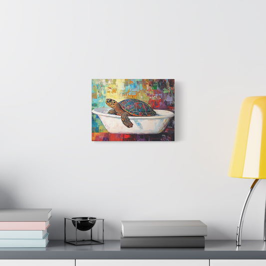 Colorful Turtle In A Bathtub - Canvas