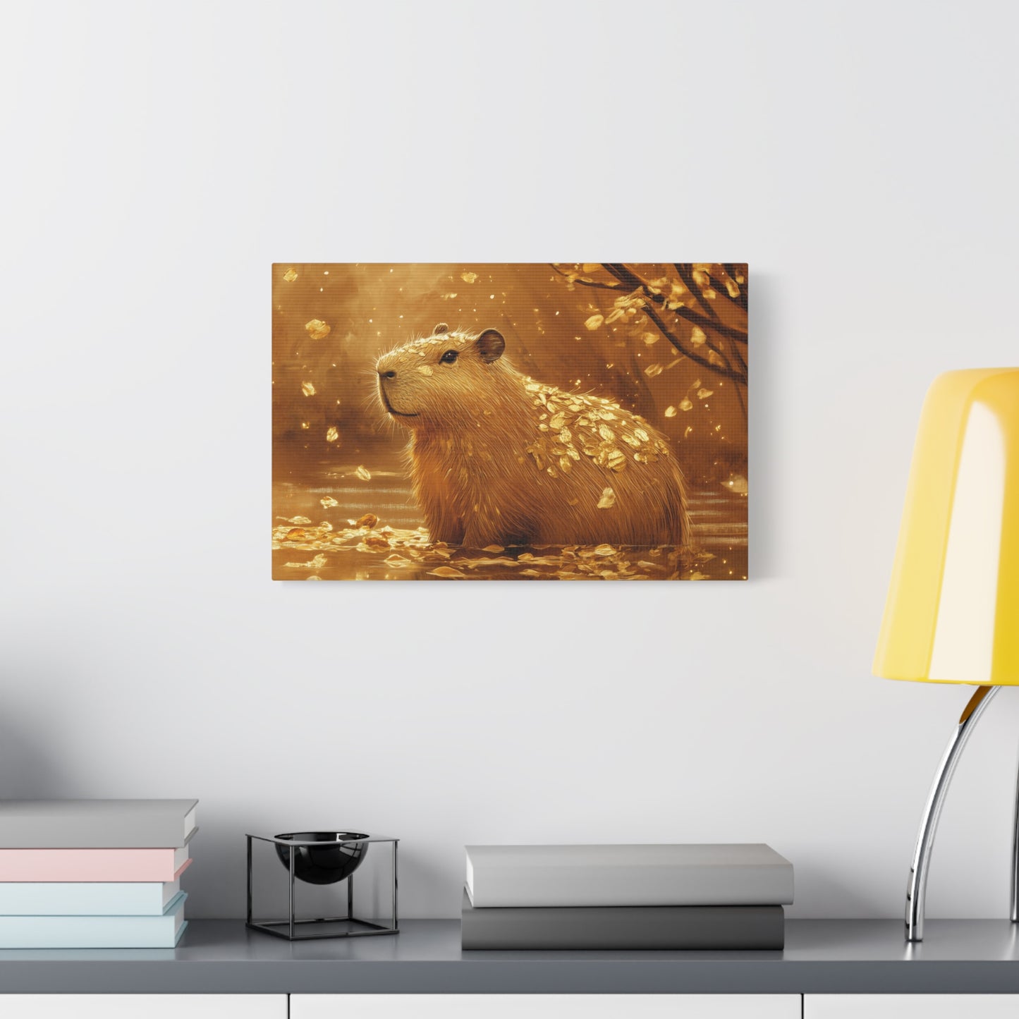 Gold Leaf Capybara Art - Canvas