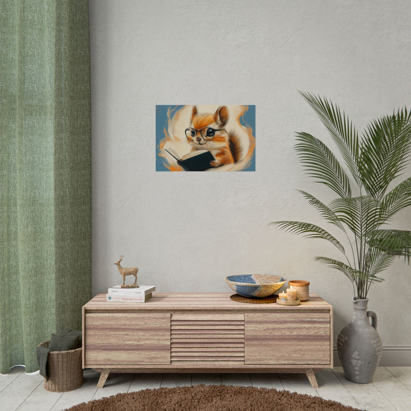 Whimsical Chipmunk Reading A Book - Premium Art Print