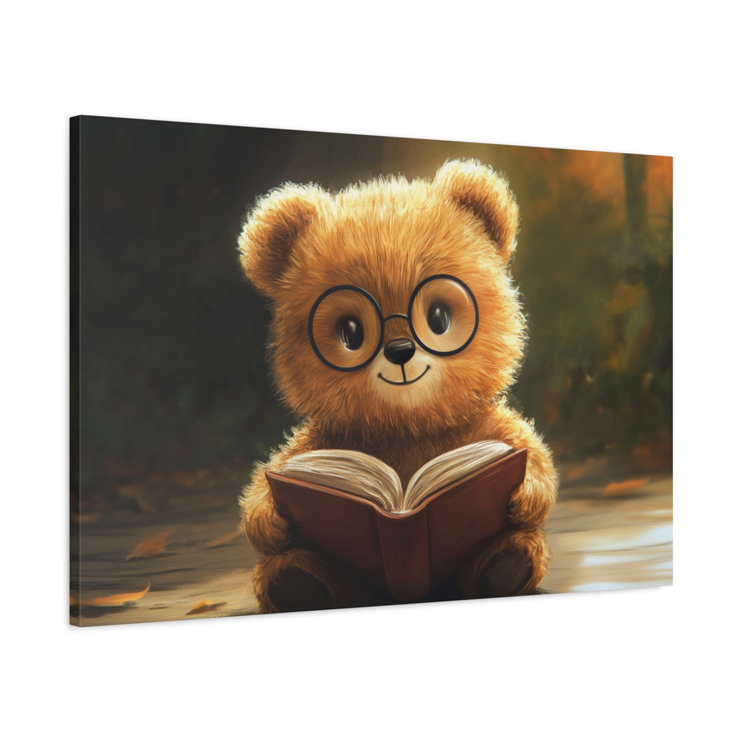 Adorable Teddy Bear Reading - Canvas