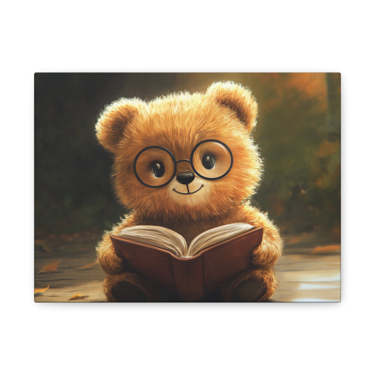Adorable Teddy Bear Reading - Canvas