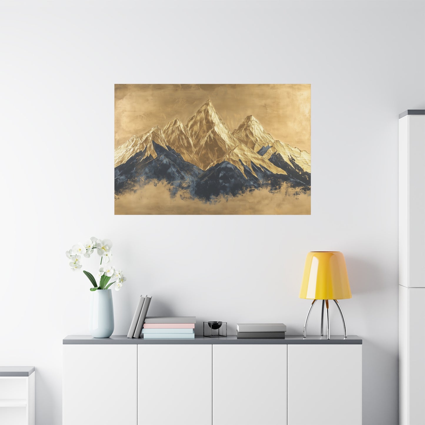 Gold Leaf Mountain Range Art - Canvas