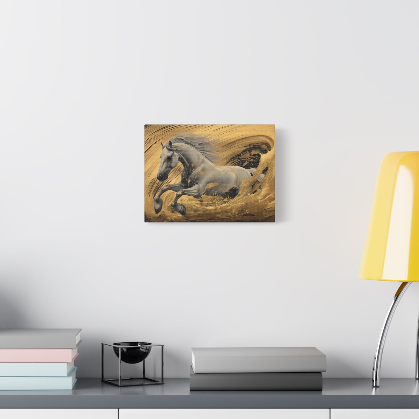 Gold Leaf White Horse - Canvas Art