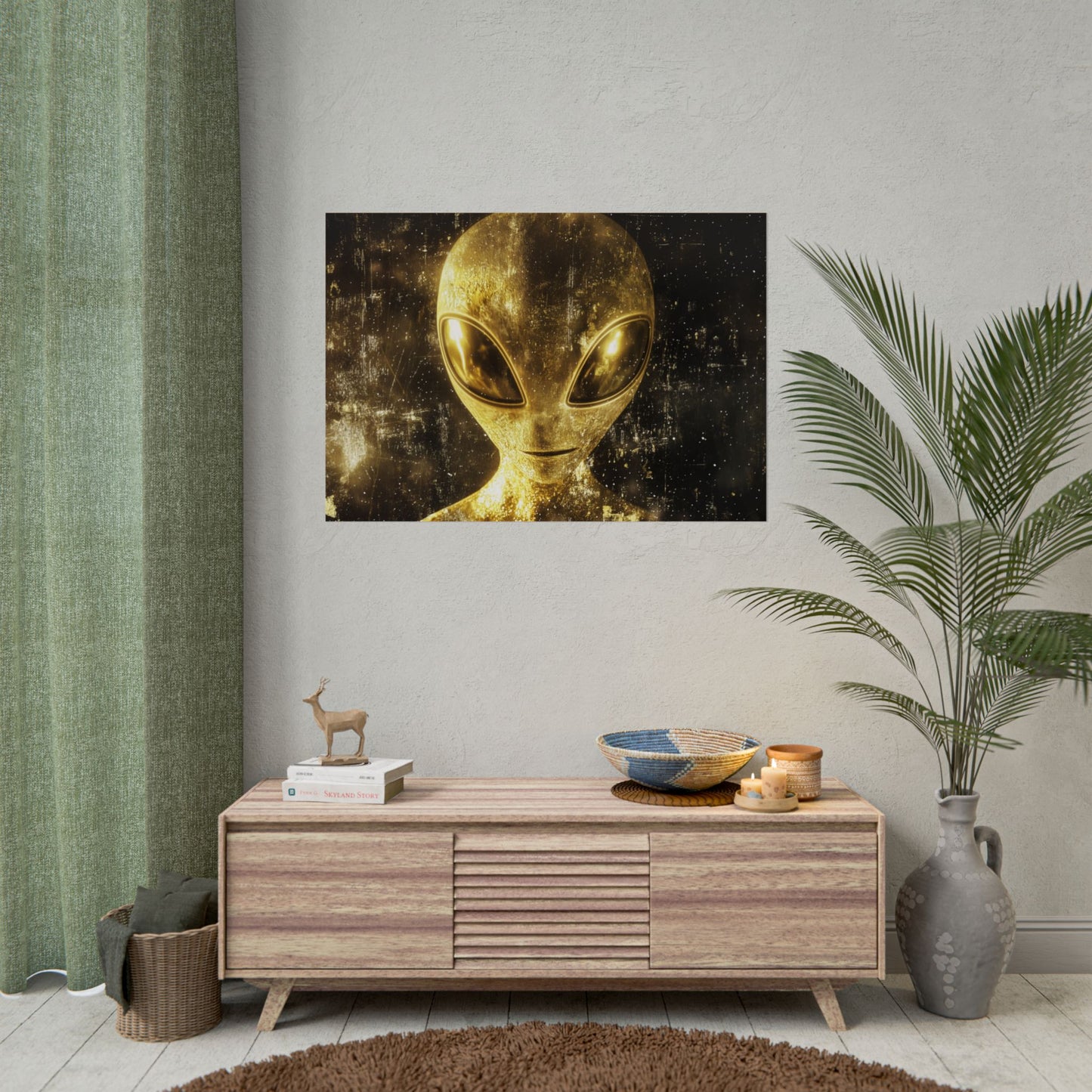 Gold Leaf Extraterrestrial Alien Art - Premium Art Print