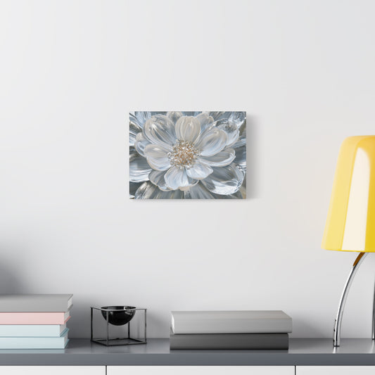 Silver White Floral Art - Canvas