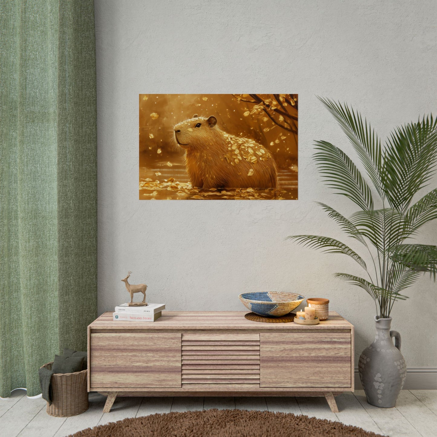 Gold Leaf Capybara Art - Premium Art Print