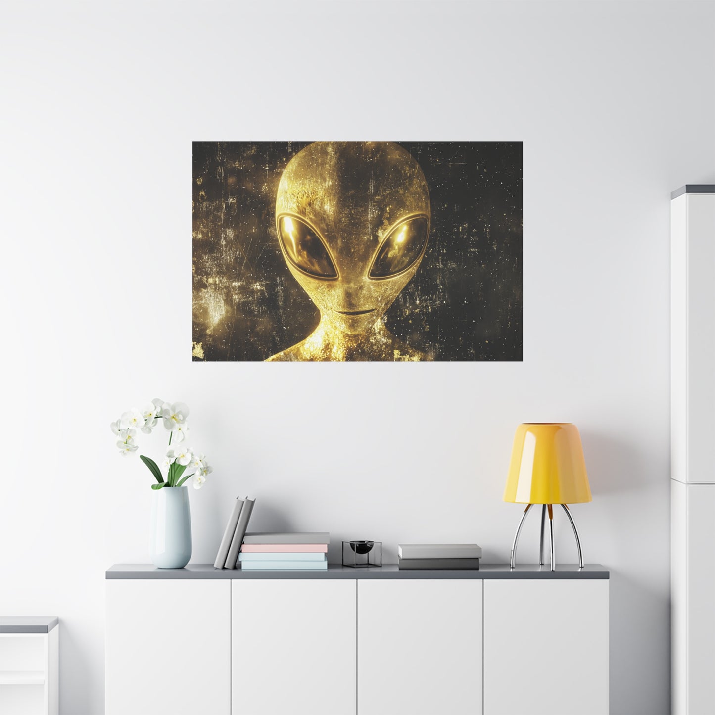 Gold Leaf Extraterrestrial Alien Art - Canvas
