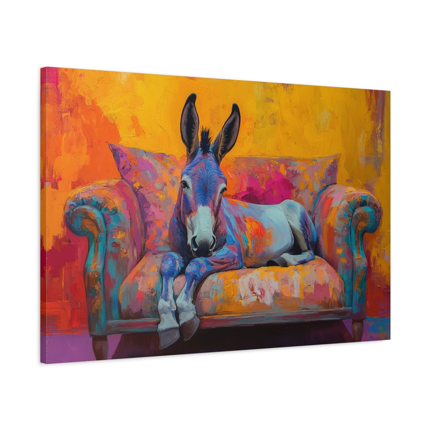 Regal Donkey Relaxing On A Couch - Canvas