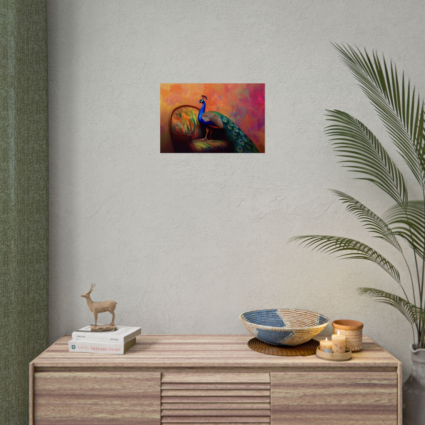Peacock On A Fancy Chair - Premium Art Print