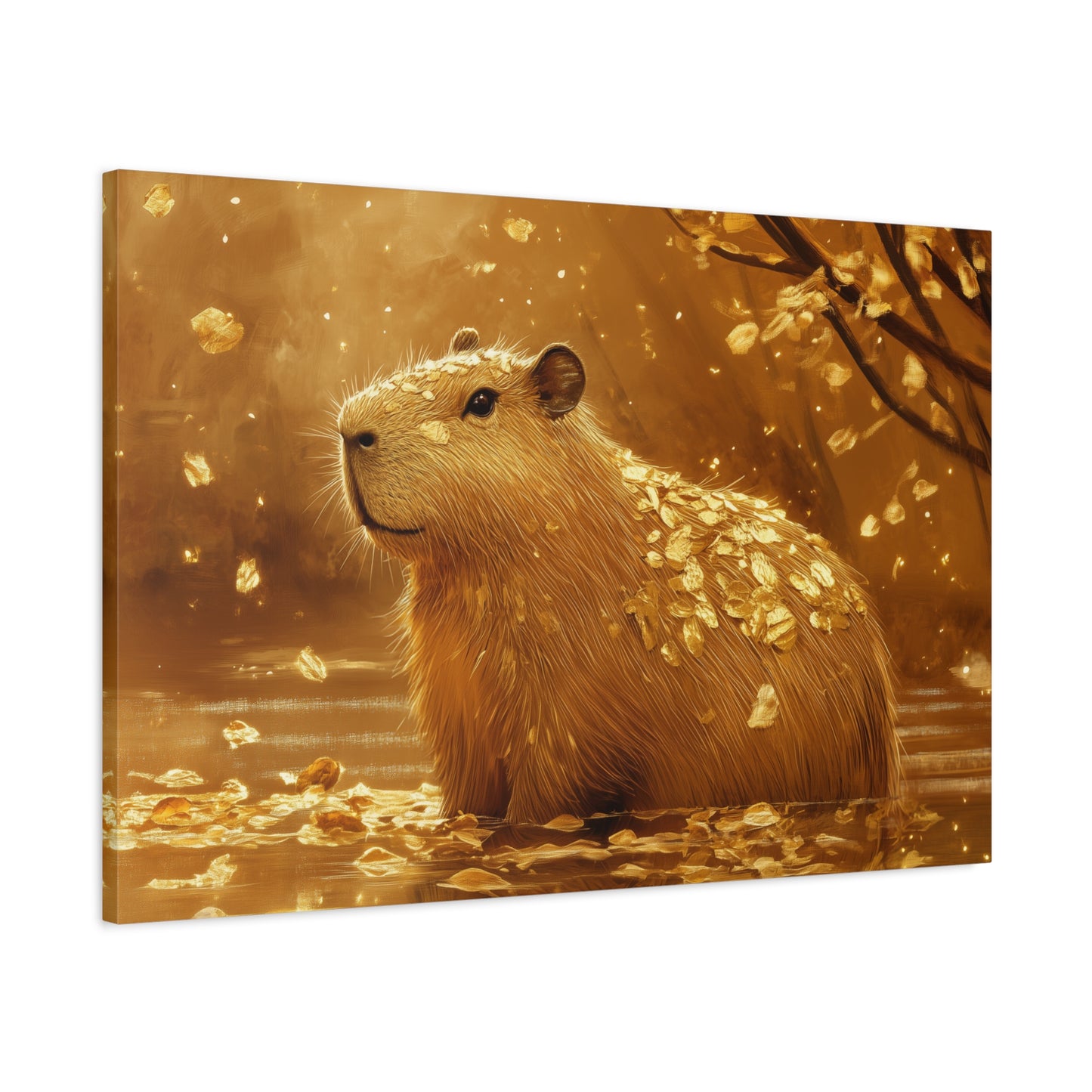 Gold Leaf Capybara Art - Canvas