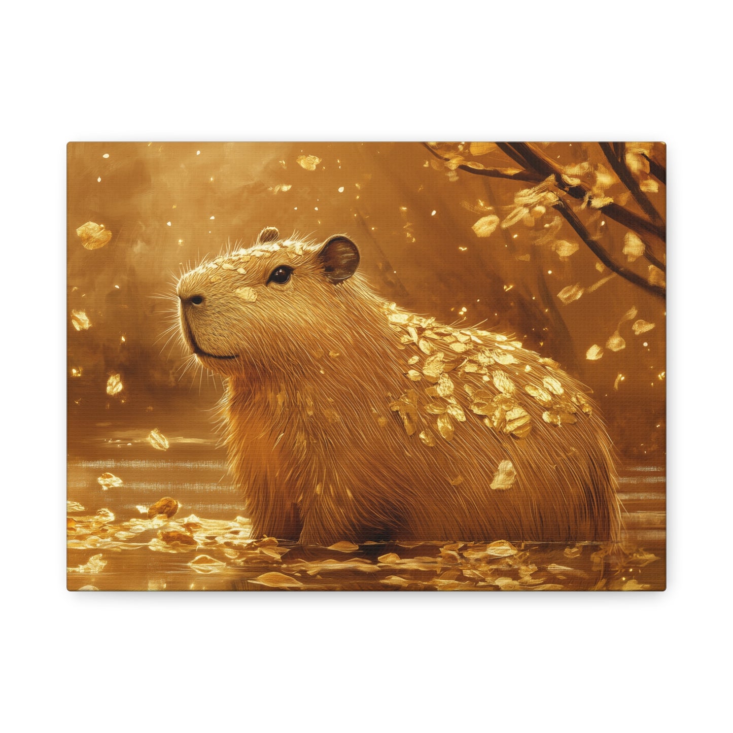 Gold Leaf Capybara Art - Canvas