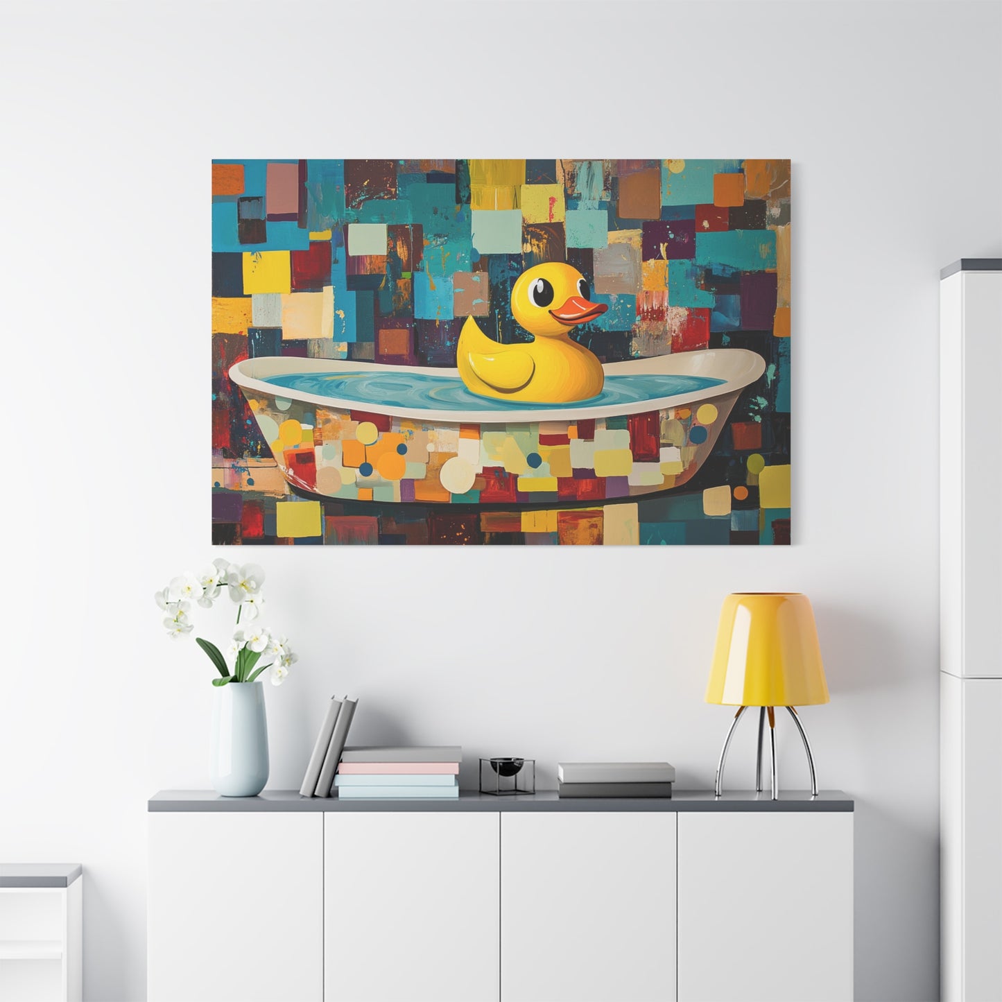 Yellow Rubber Ducky Bathtub Art - Canvas