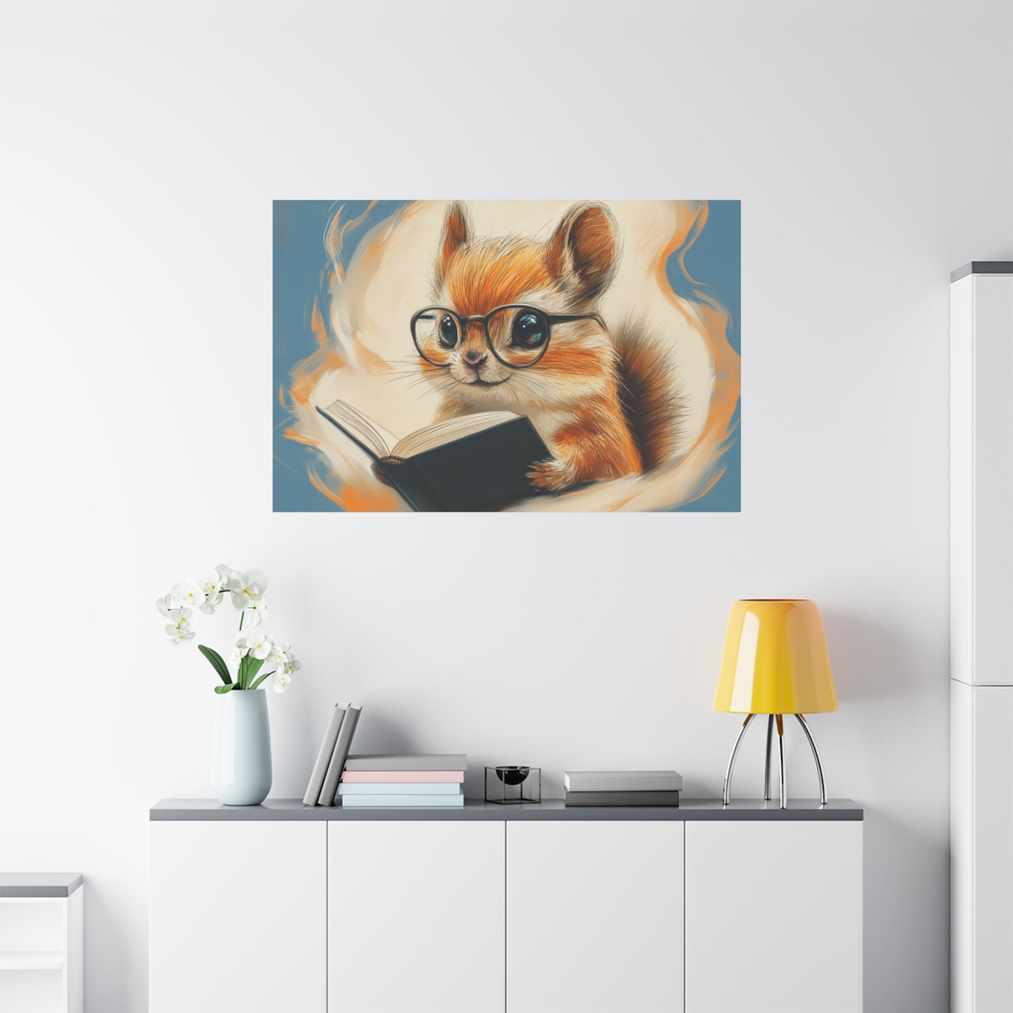 Whimsical Chipmunk Reading A Book - Canvas