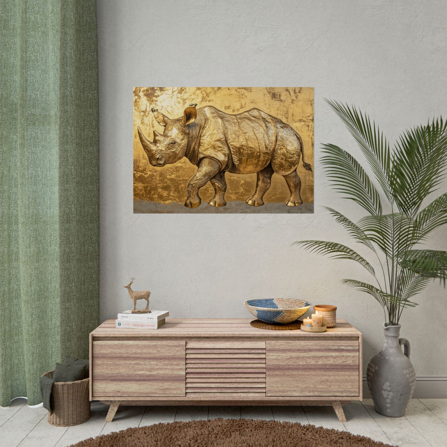 Gold Leaf Rhino - Premium Art Print