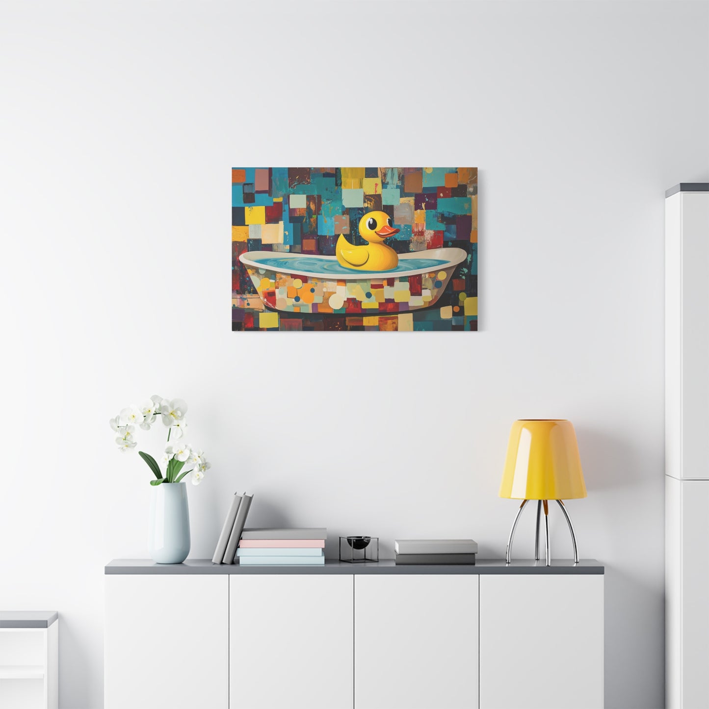 Yellow Rubber Ducky Bathtub Art - Canvas