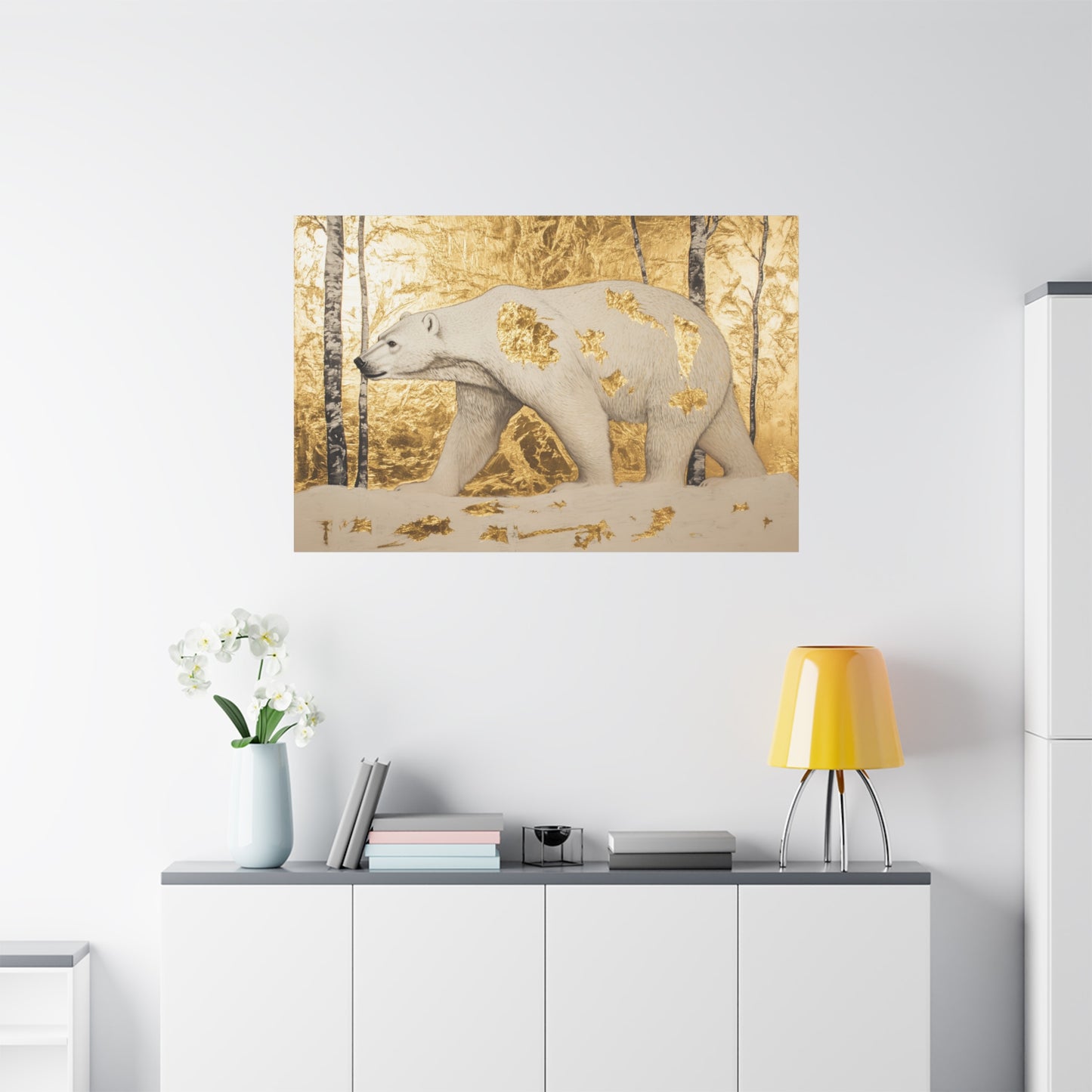 Gold Leaf Polar Bear - Canvas