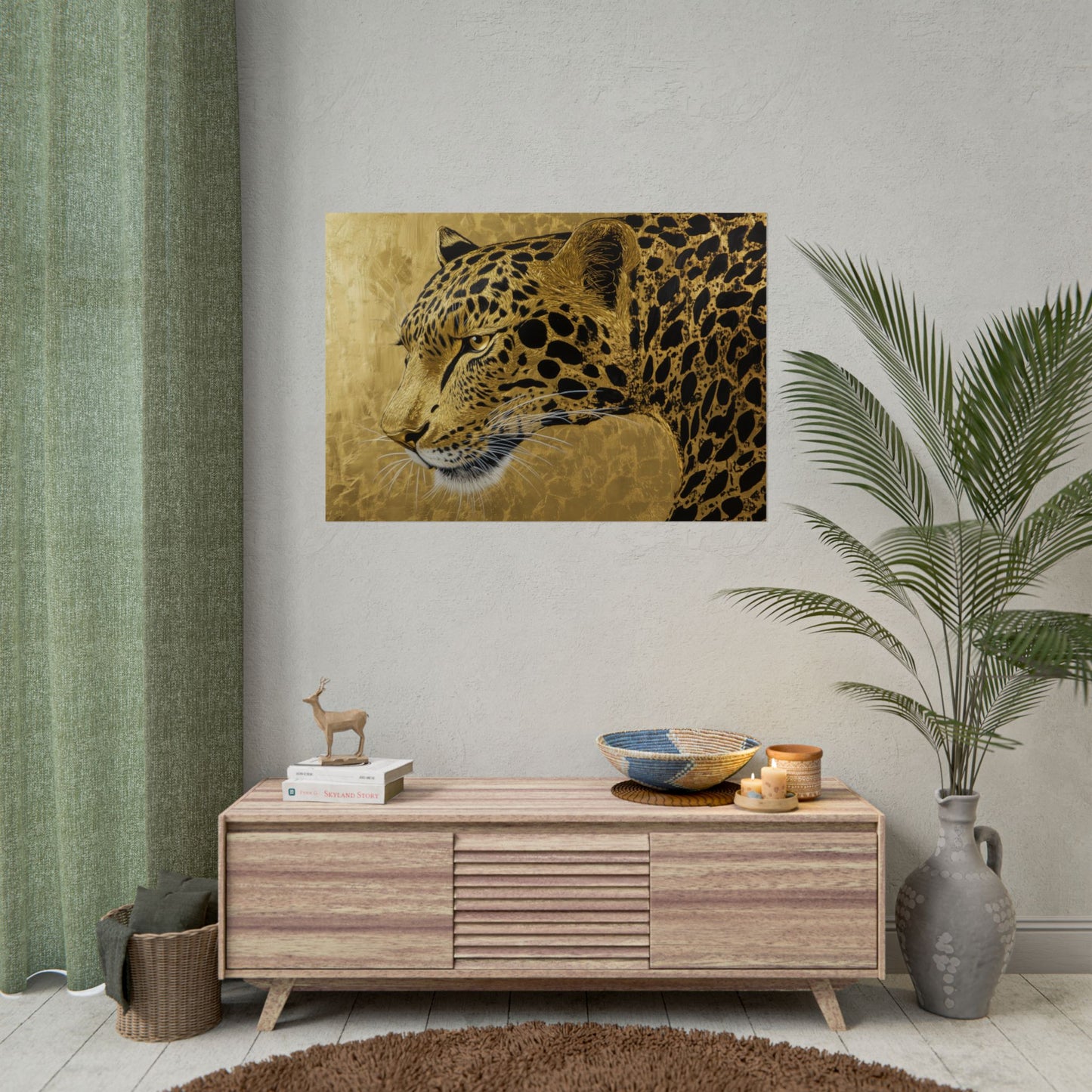 Gold Leaf Leopard Art - Premium Art Print