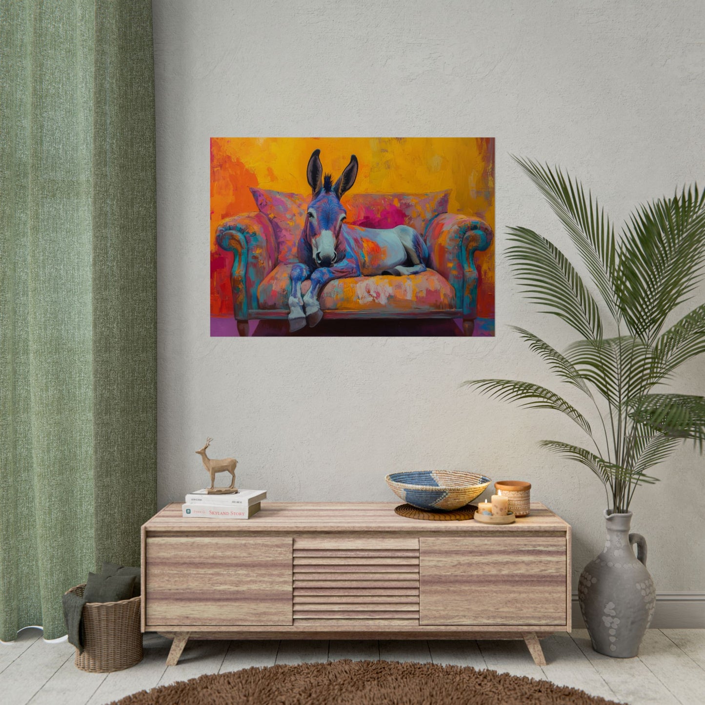 Regal Donkey Relaxing On A Couch - Premium Art Print