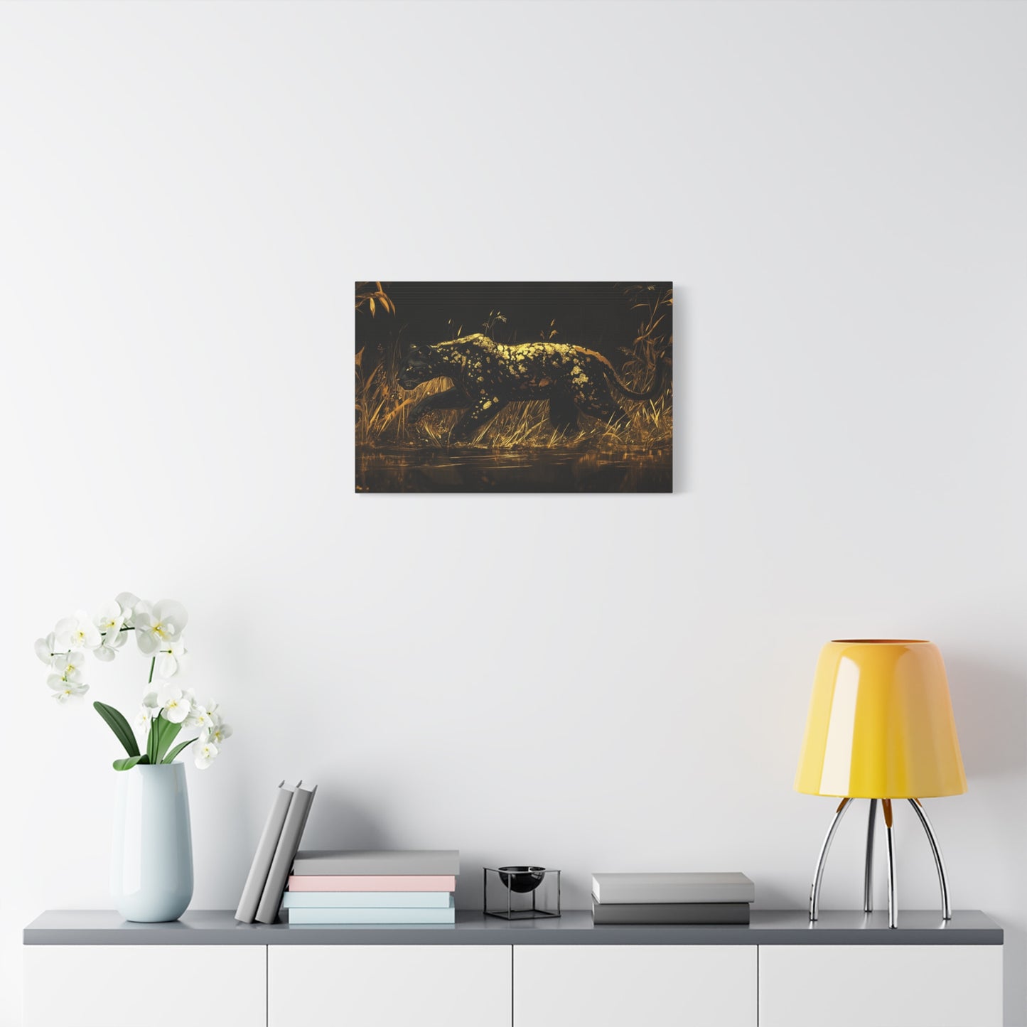 Gold Leaf Black Panther Animal Art - Canvas
