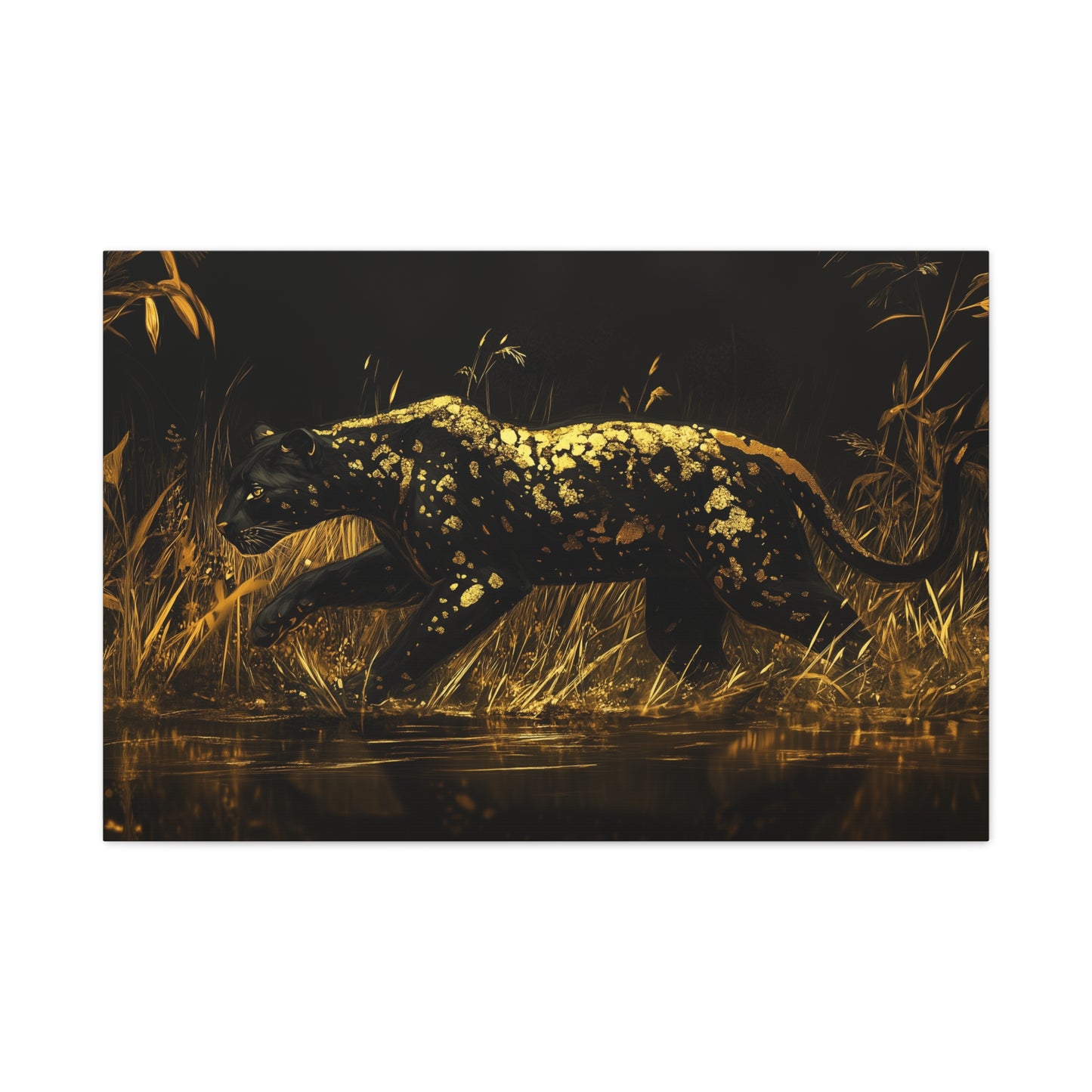 Gold Leaf Black Panther Animal Art - Canvas