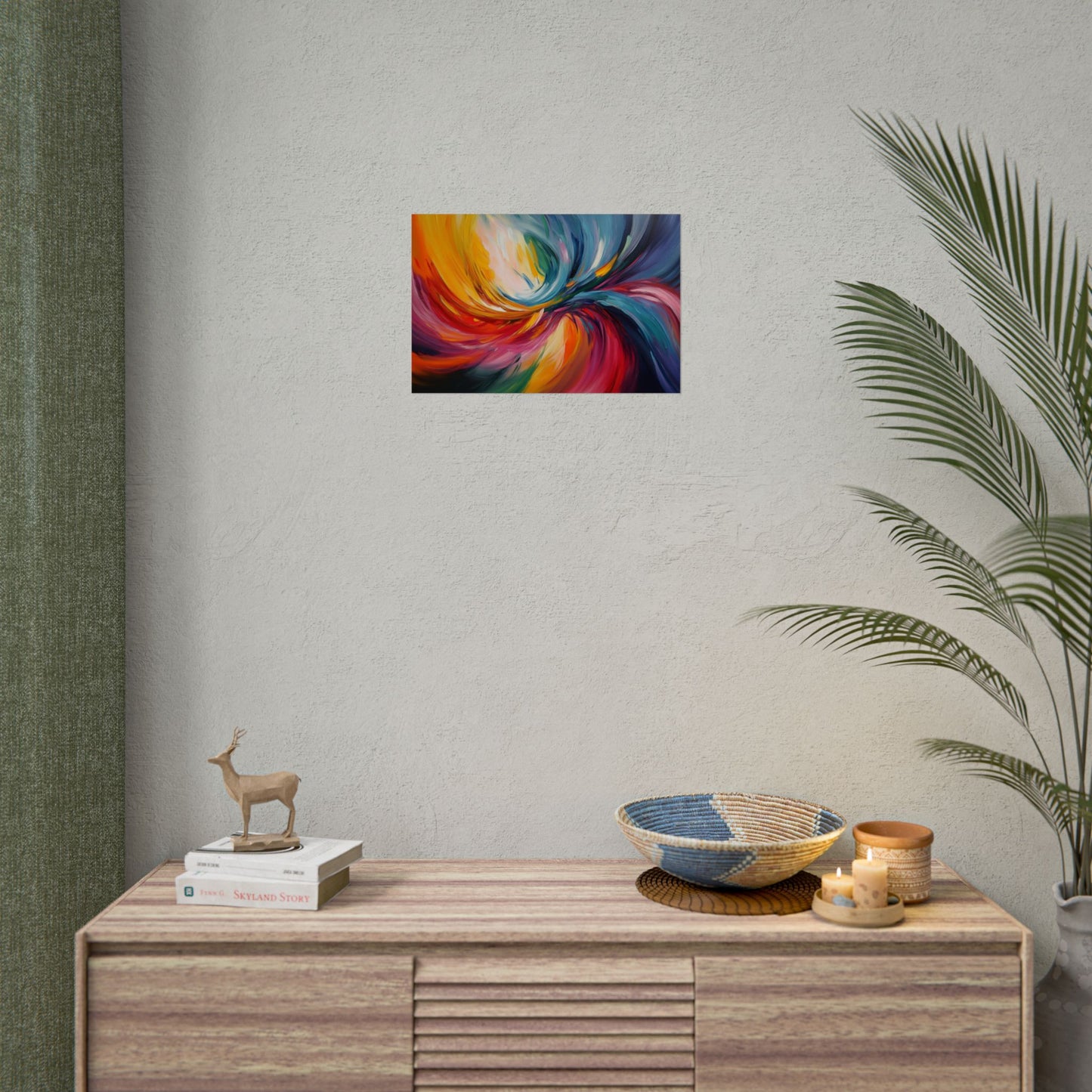 Abstract Colorful Paint Swirls - Premium Art Print