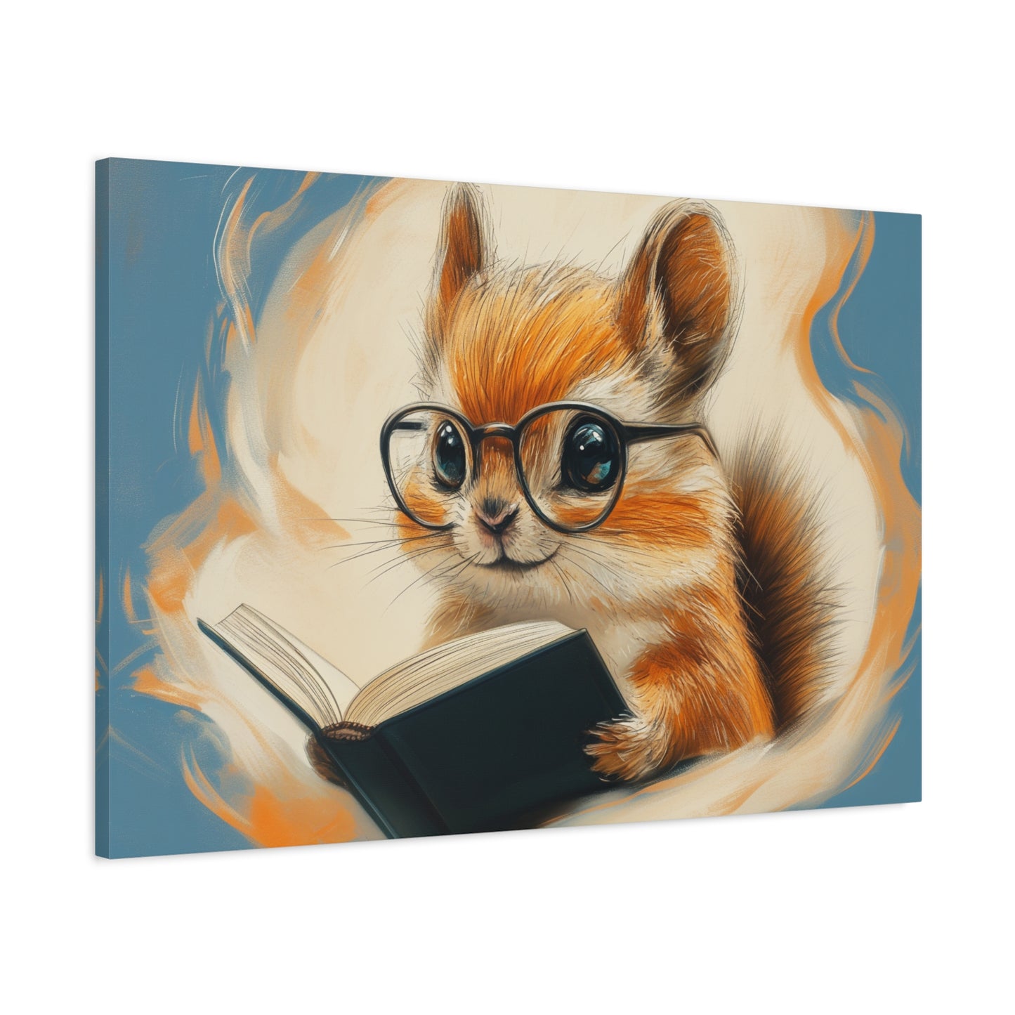 Whimsical Chipmunk Reading A Book - Canvas