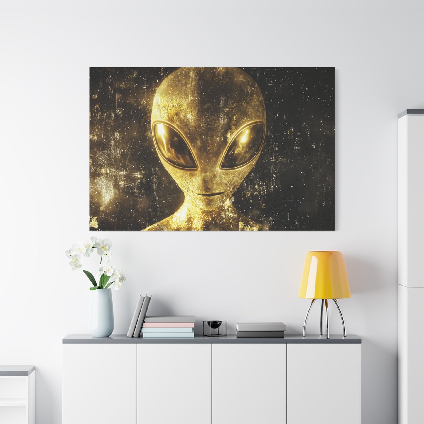 Gold Leaf Extraterrestrial Alien Art - Canvas