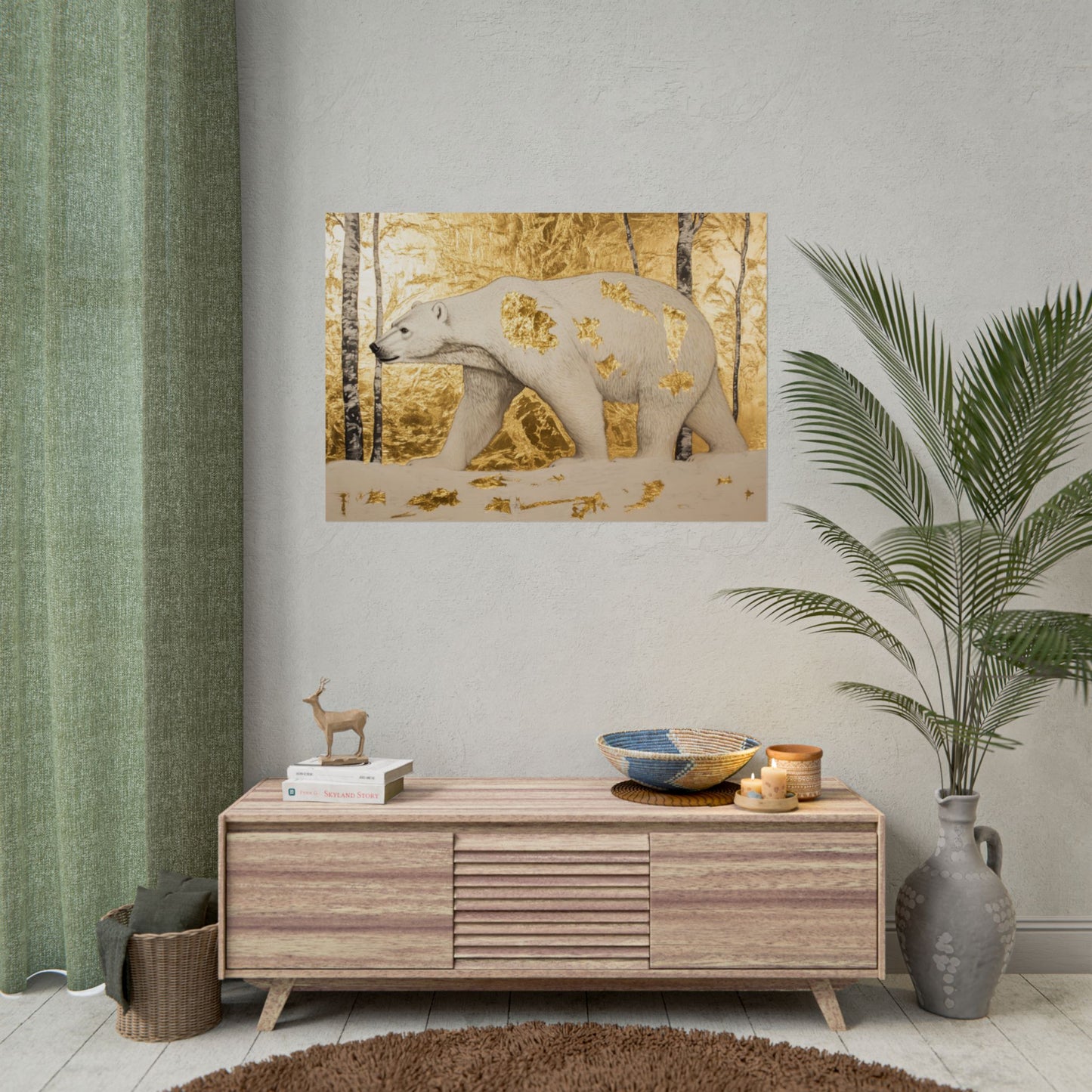 Gold Leaf Polar Bear - Premium Art Print