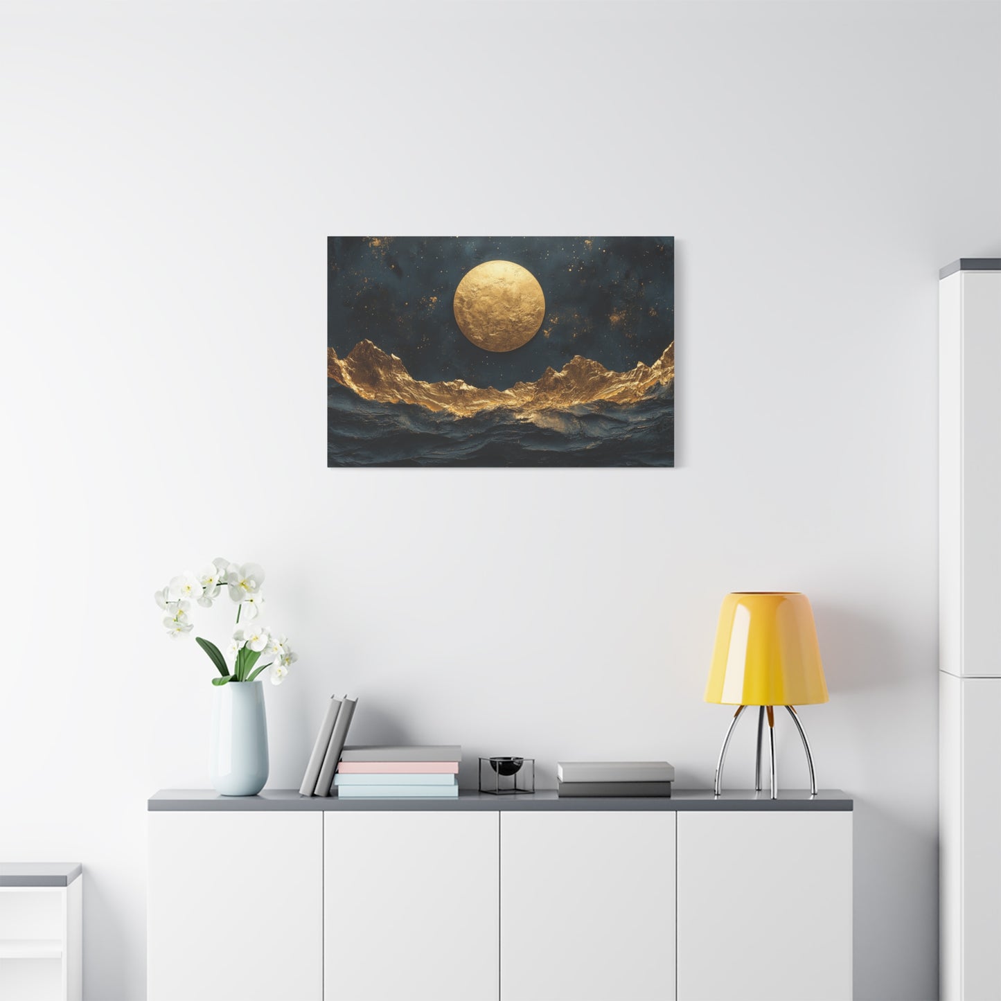 Gold Leaf Gold Moon Landscape - Canvas
