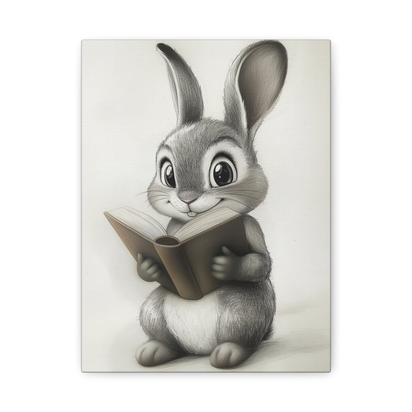 Adorable Rabbit Reading A Book - Canvas