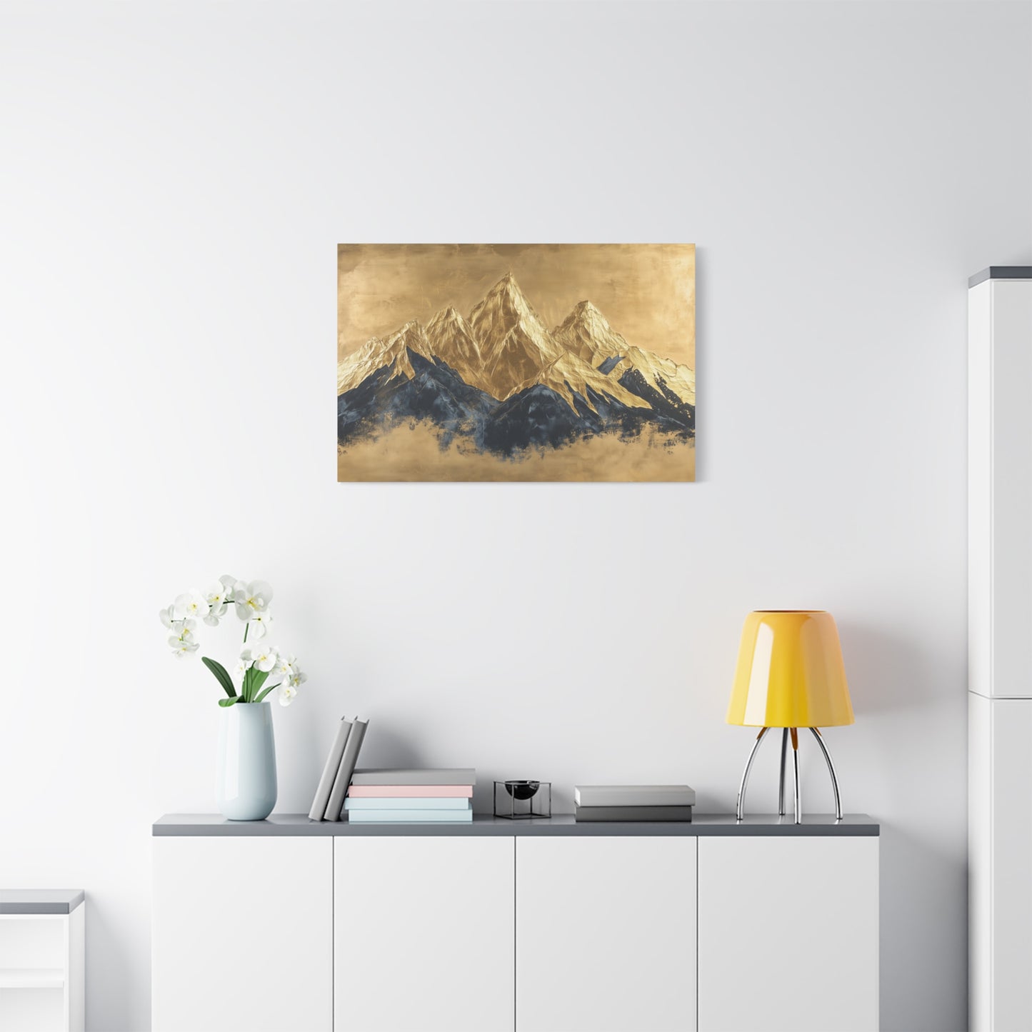 Gold Leaf Mountain Range Art - Canvas