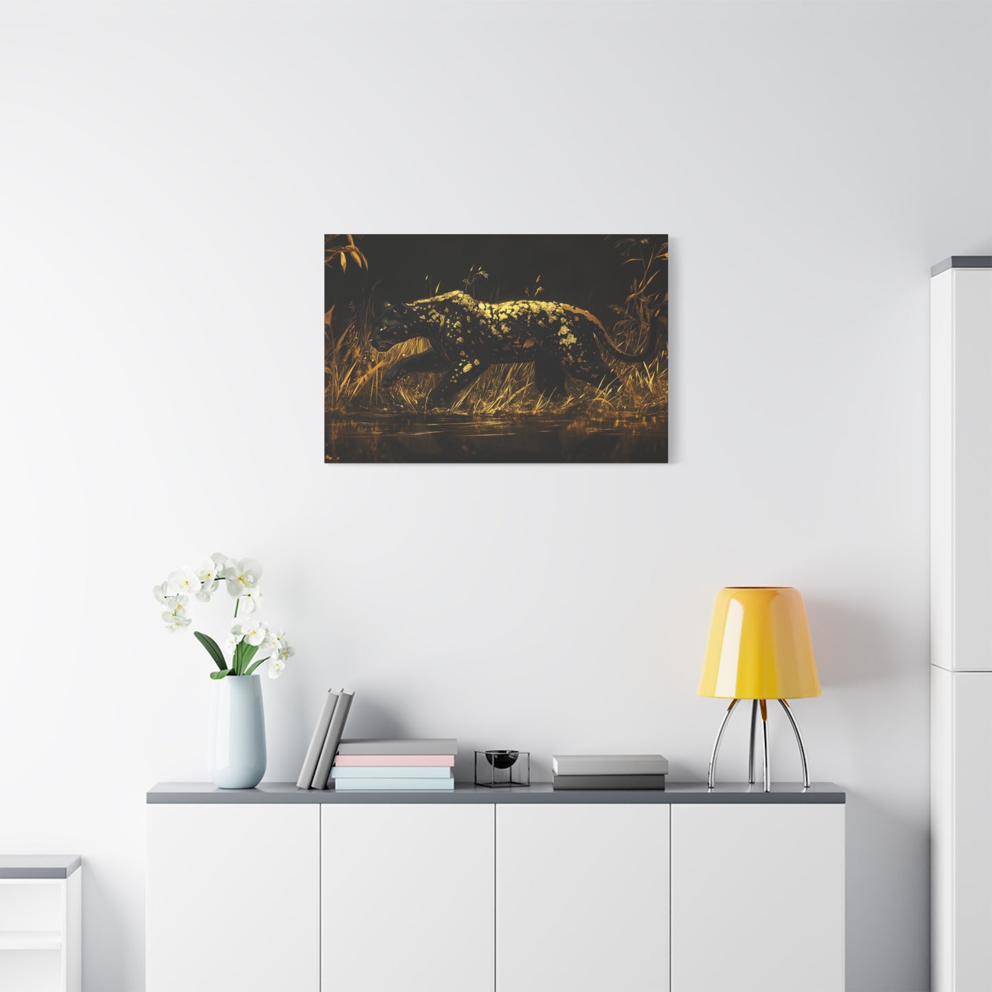 Gold Leaf Black Panther Animal Art - Canvas