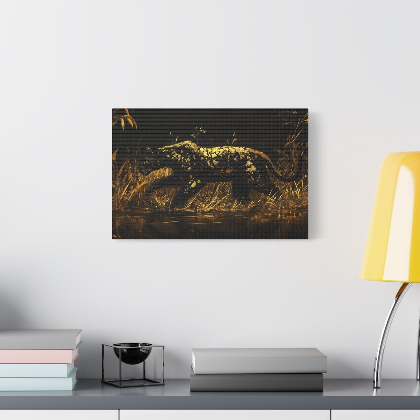 Gold Leaf Black Panther Animal Art - Canvas