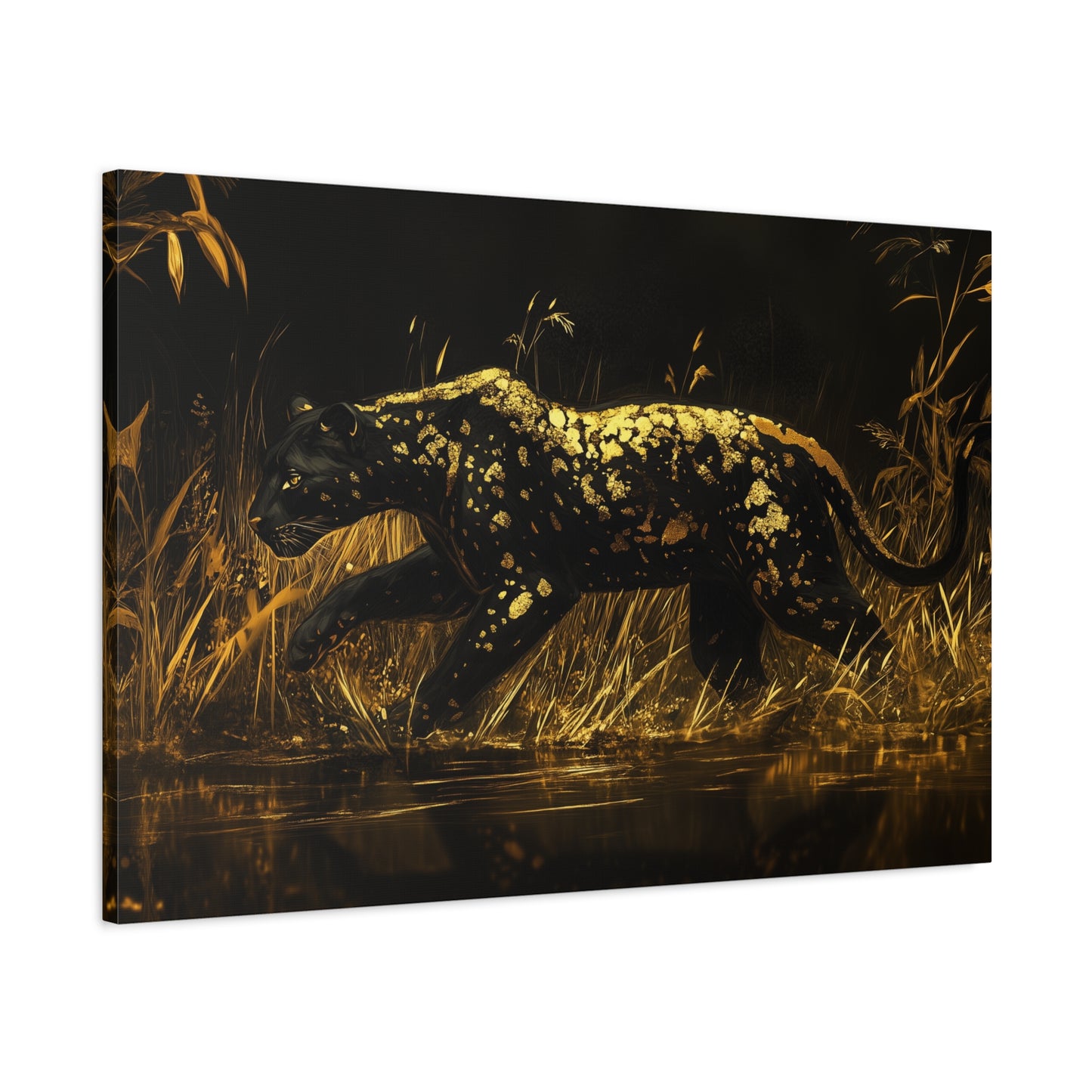 Gold Leaf Black Panther Animal Art - Canvas