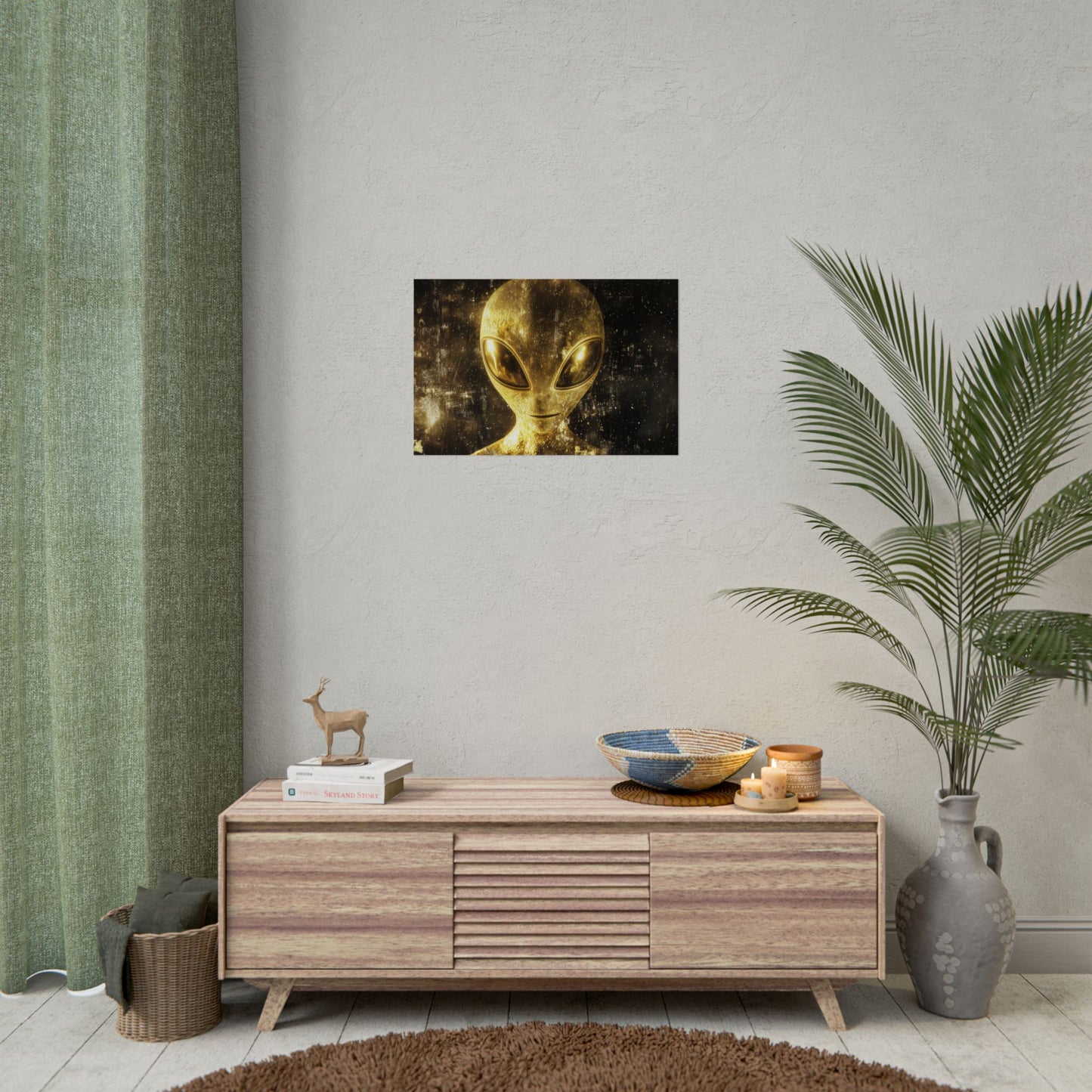 Gold Leaf Extraterrestrial Alien Art - Premium Art Print