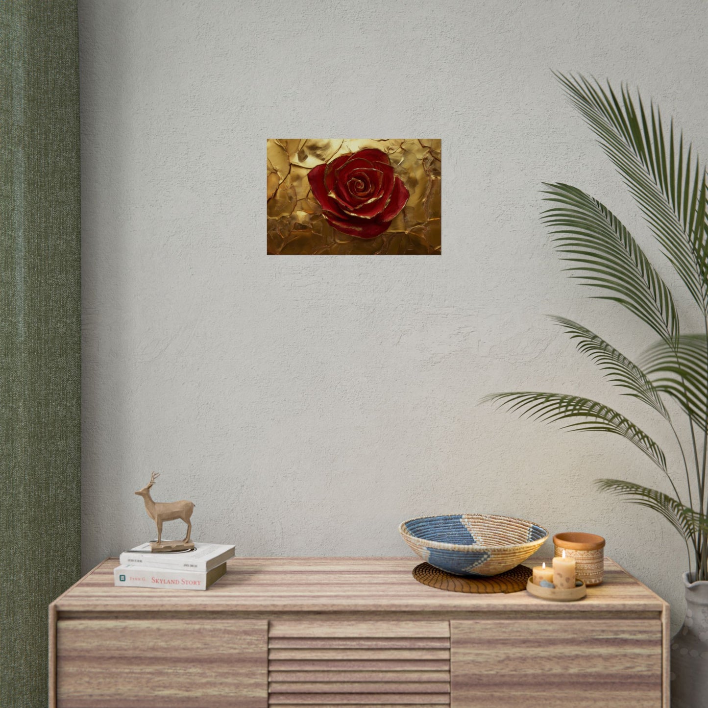 Gold Leaf Elegant Rose - Premium Art Print