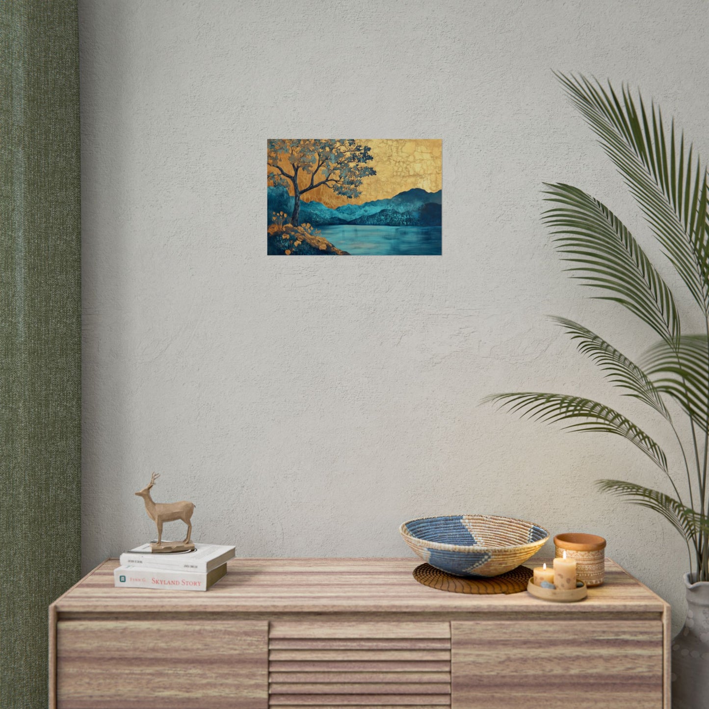 Gold Leaf Blue Gold Landscape - Premium Art Print