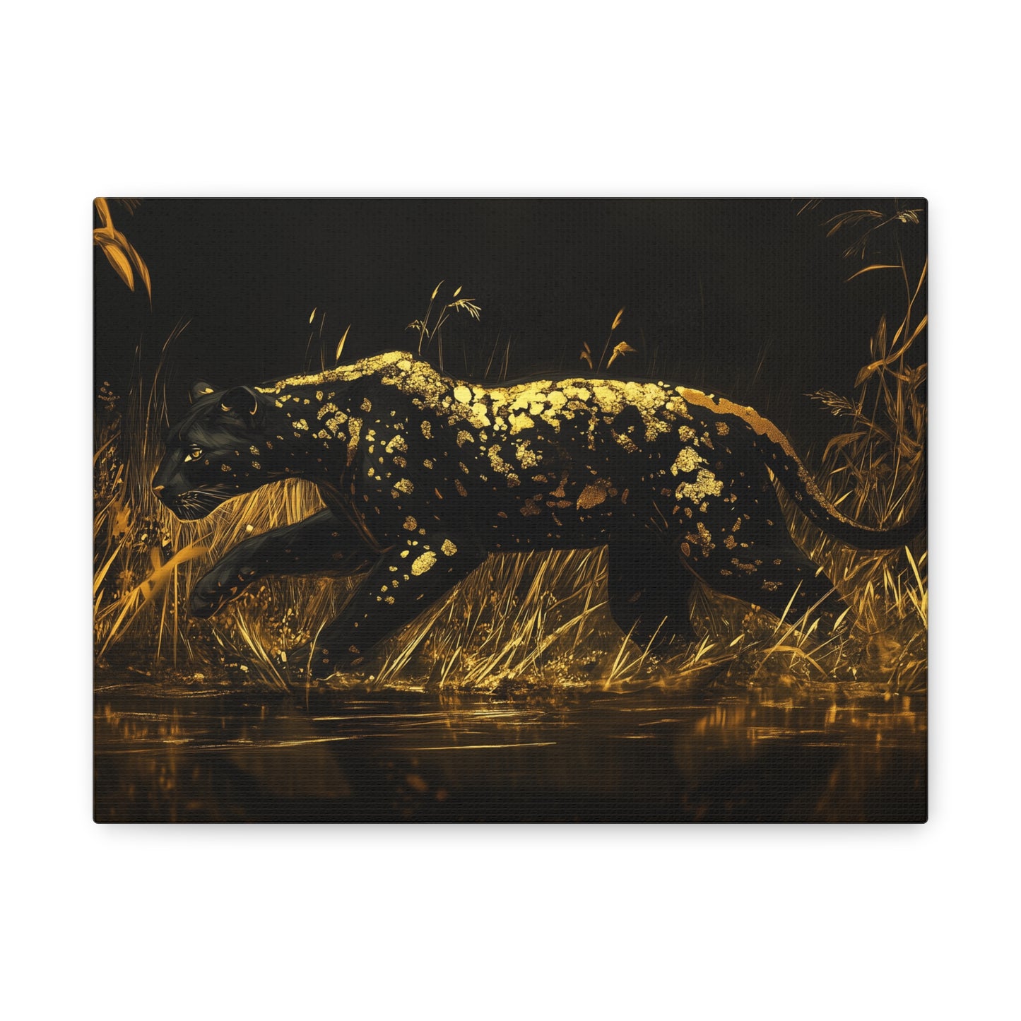 Gold Leaf Black Panther Animal Art - Canvas